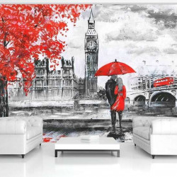 Papier peint - Londres - Accents rouges - 11471
