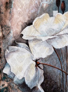 Poster floral tendre avec accents roses - 13528A