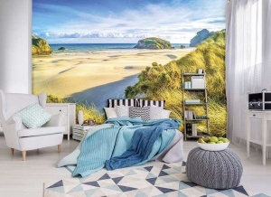 Plage solitaire, sable blanc et ciel bleu - 10248
