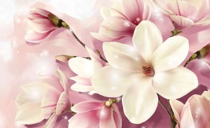 Poster floral aux accents roses - 3505