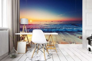 Papier peint de Vagues au coucher du soleil - 12623