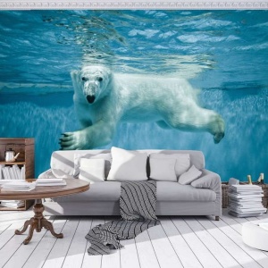 Papier peint - Ours polaire dans l'eau - 12621