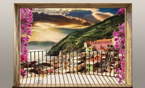 Papier peint - Terrasse avec vue sur la mer en été - 11464