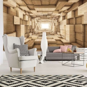 Papier peint - Tunnel en bois, abstraction - 3247