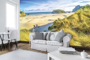 Plage solitaire, sable blanc et ciel bleu - 10248