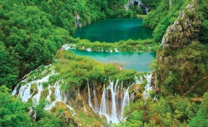 Poster nature - Lac de la forêt tropicale avec des cascades - 3601