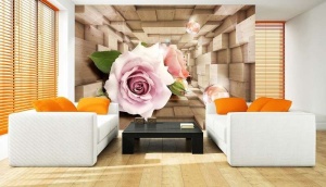 Décoration murale avec effet 3D rose rose - 3357