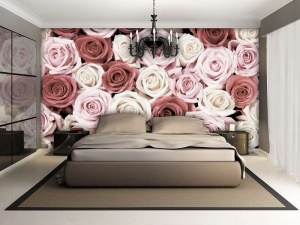 Papier peint - Roses rouges et blanches sans fin -1629
