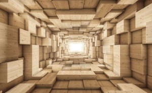 Papier peint - Tunnel en bois, abstraction - 3247