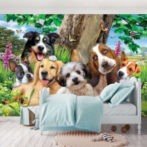 papiers peints pour chambre d'enfant - Chiens prenant la pose - 12877