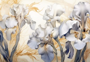 Papier Peint Iris Fleurs - 14734