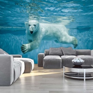 Papier peint - Ours polaire dans l'eau - 12621