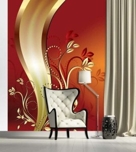 Papier peint - Design rouge tendre - 2136A