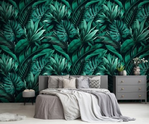Papier peint Feuilles tropicales vertes - 14528