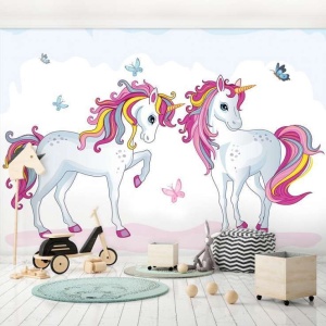 Papier peint pour chambre de filles - Licornes - 12550
