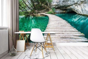 Poster - Chemin zen au-dessus de l'eau en bois - 10220