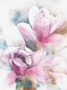 Poster floral tendre avec accents roses - 13008A