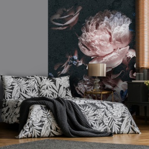 Poster floral tendre avec accents roses - 13525A