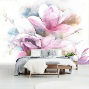 Papier peint - Fleurs sur fond blanc - 13008