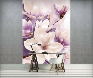 Poster floral tendre avec accents violets - 3506A