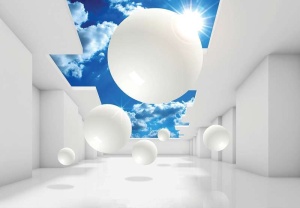 Papier peint - Formes blanches et ciel bleu - 11852