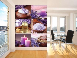 Papier peint zen pour salon - Sel, huiles et bougies - 10451A