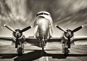 Poster en noir et blanc d'ancien avion - 11728