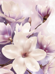Poster floral tendre avec accents violets - 3506A