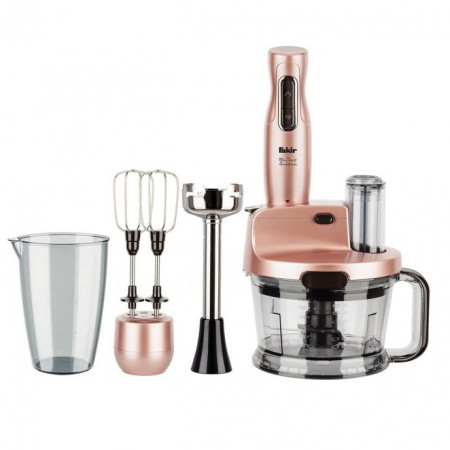Mixer vertical Fakir Mr. Chef Quadro, 1000 W, Tocator 1,5l, Teluri inox, Tija cu 4 lame inox, Vas 900 ml, Roz - PRODUS NOU RESIGILAT