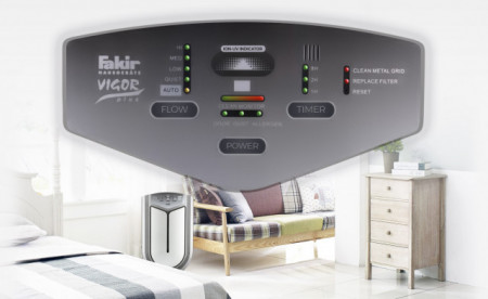 Purificator aer si ionizator Fakir Vigor Plus UV-C, 5 trepte de filtrare, incl. Fotocatalitic TiO2, UV-C si HEPA, 70 mp, 80W,Gri
