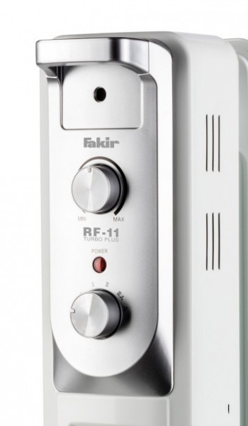 Calorifer electric Fakir RF-11 Turbo Plus, 2900 W, 11 elementi, 4 trepte de putere, Termostat de siguranta, Termostat reglabil, Ventilator, Suport uscare rufe, Gri
