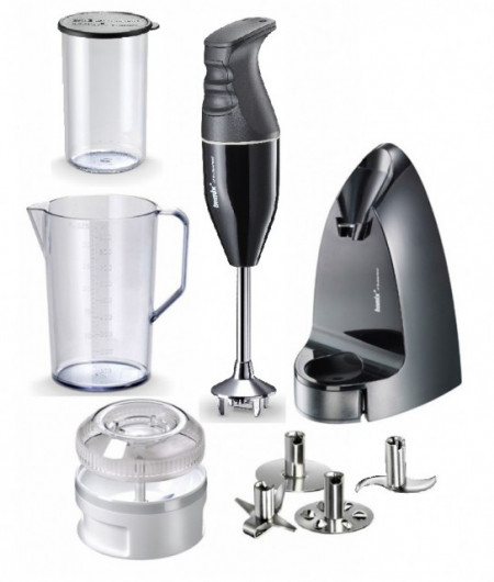 BAMIX Selection M200, 2 Viteze, Reglare automata, 4 Lame, Vas 1 l, Vas 400 ml, Procesor cu Powderdisc, Negru