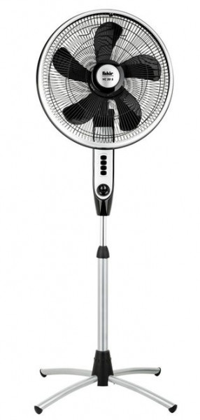Ventilator cu picior Fakir Prestige VC 20S, 55 W, 3 trepte de viteza, Debit aer: 1900 m3/h, Functie oscilare, Timer, Argintiu/Negru