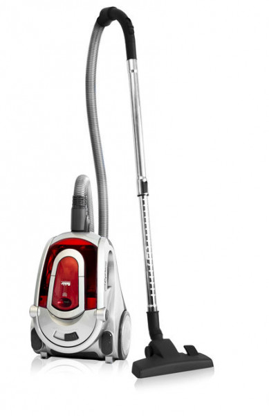 Aspirator fara sac Fakir Clyde, 1 l, Tub telescopic metalic, 750 W, Filtru EPA, Rosu/argintiu