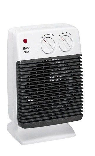 Aeroterma Fakir Cosy, 2000 W, 2 trepte de putere, Termostat reglabil, Carcasa izolata impotriva stropilor de apa, Protectie supra-incalzire, Alb/antracit