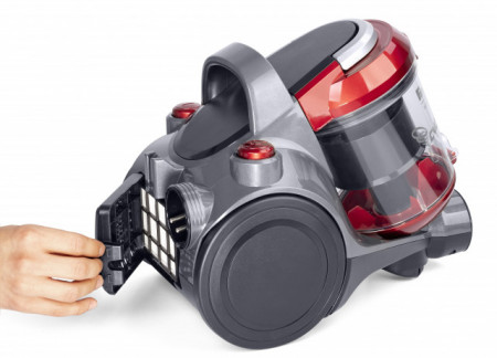 Aspirator fara sac Fakir trend BL 141, 2 l, Tub telescopic metalic, 700 W, Filtru EPA, Rosu/Antracit