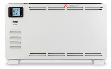 Convector electric de podea Fakir Prestige HK 2200, 2200 W, 3 trepte de putere, Afisal LCD+telecomanda, Termostat de siguranta, Termostat reglabil, Protectie anti-inghet, Ventilator turbo, Alb