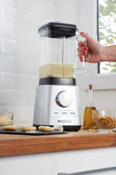 Power Blender MAGIMIX, 1300 W, 22,000 rpm, vas din sticlă 1,8 L, 3 ani garanție, crom mat