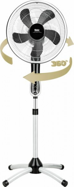 Ventilator cu picior Fakir Prestige VC Rotating 360, 55 W, 3 trepte de viteza, Functie oscilare la 360°, Timer, Telecomanda, Argintiu