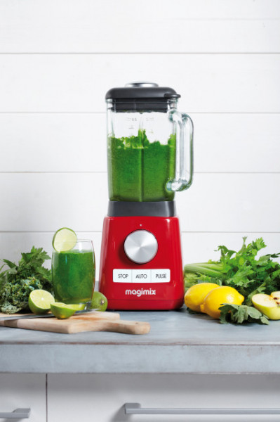 Power Blender MAGIMIX, 1300 W, 22,000 rpm, vas din sticlă 1,8 L, 3 ani garanție, roșu