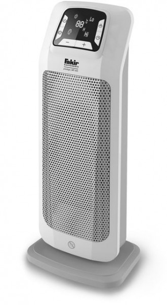 Aeroterma ceramica turn Fakir HT 400, 2000 W, 2 trepte de putere, Termostat reglabil electronic, Afisaj LED, Telecomanda, Protectie la supraincalzire, Alb lucios