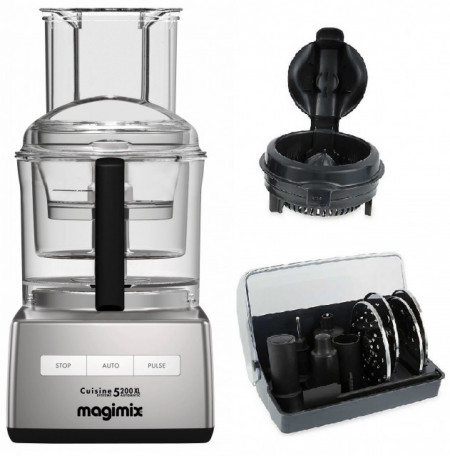 Robot multifunctional Magimix CS5200XL, 1100W, Motor profesional cu 30 ani garantie, 3 boluri (3.6L/2.6L/1.2L), Viteza automata, Fabr. in Franta, Crom, PRODUS RESIGILAT