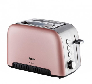 Prajitor de paine Fakir Rubra, 980 W, 2 felii, Grad de rumenire ajustabil, 6 trepte, Inox, Functie dezghetare, Roz