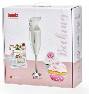 BAMIX Baking 200W, 4 lame, SliceSy, Procesor, Motor profesional, Vas 1000ml, Vas 600ml, Vas 400ml, Stand Swissline, Crema