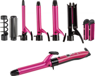 Ondulator Fakir Pixie, Turmalin/ceramica, 5 accesorii, 200°C, 19-25mm, 62 W, Placi creponare, Violet