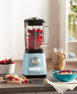 Power Blender MAGIMIX, 1300 W, 22,000 rpm, vas din sticlă 1,8 L, 3 ani garanție, bleu ciel