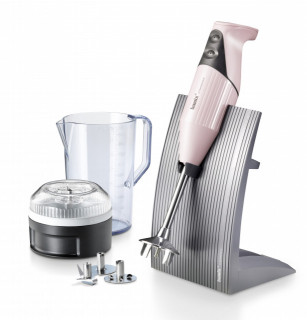 BAMIX Swissline 200W, 2 Viteze, Reglare automata, 3 Lame, Vas 1 l, Procesor, Baby Pink