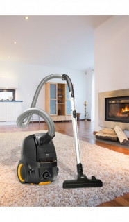 Aspirator cu sac Fakir AirWave TS2000, A+AA, Fabr. in Germania, Filtru HEPA, 500 W, 70dB, Tub telescopic, Sac 4.5 l, Galben/Negru