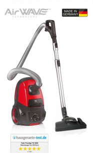 Aspirator cu sac Fakir AirWave TS2400, A+AA, Fabr. in Germania, Filtru ULPA anti-alergii, 500 W, 70dB, Sac 4.5 l, Perie parchet, Tub telescopic, Rosu/Negru