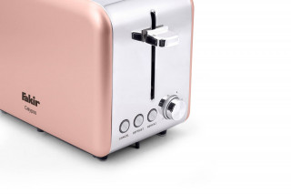 Prajitor de paine Fakir Calypso, 850W, 2 felii, Grad de rumenire ajustabil, 6 trepte, Inox, Functie dezghetare, Roz